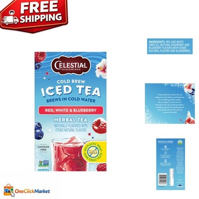 Refreshing Cold Brew Hibiscus Tea Bags - 18 Count Red, White & Blueberry Flavor