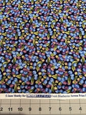 Fresh Blueberries Robert Kaufman Fabric BTY Black Blue Quilting Sewing