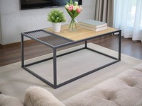 Couchtisch Wohnzimmertisch Elyas Metallgestell Massivholz Eichenholz 95X55 Cm
