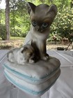 Mann 1982 Music Box Siamese Cat &Kitten Vintage Plays You Light Up My Life — photo 2