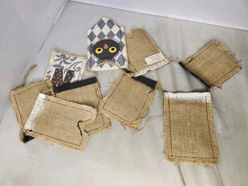 Guirnalda de colección con letras de Halloween arpillera búho pájaro fiesta decoración primitiva Foto 3 de 4