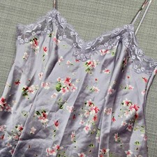Vintage Victoria's Secret Chemise Gown Womens Small Purple Floral Satin Lace