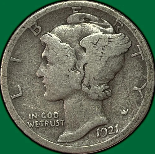 1921-D Mercury Dime Choice Very Good VG+ Coin #36630