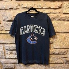 Vintage Vancouver Canucks Orca Logo Navy Blue T-Shirt Size M