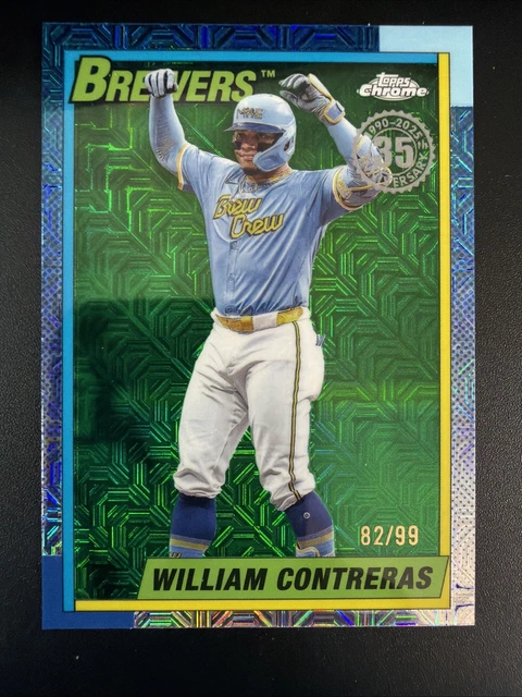 William Contreras 2025 Topps Series 2 1990 Silver Pack Green Mojo /99 #T90C-125