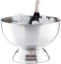 Cestello Ghiaccio, Ciotola XXL Portaghiaccio per Vino, Champagne, Acciaio, Porta