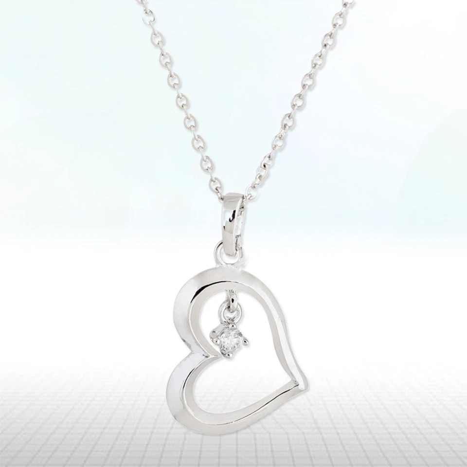  Gioielli Per Le Donne Collana Catena Di Zircone Ciondolo Forma Cuore - Immagine 3 di 4