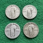 Standing Liberty Quarter Lot of 4 - 90% Silver - Great Detail Remains 👀!!