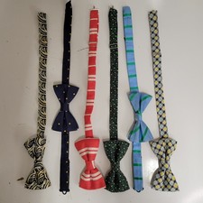 Lot of 6 Bow Ties for Men Adjustable Pre-tied Black Blue Red Striped Solid Geo