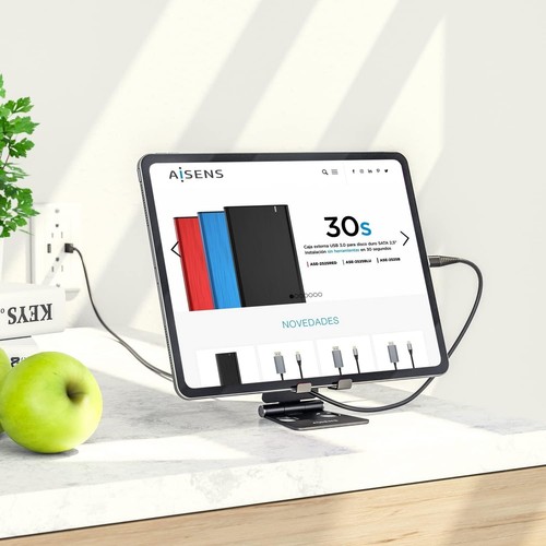 AISENS MS2PM-090 Adjustable Table Stand M (2 Pivots) for Telephone/Tablet, Black - Afbeelding 3 van 7