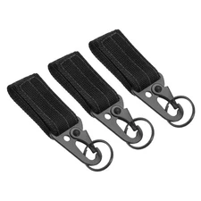 Belt Keeper Key Ring, 3Pcs Nylon Webbing Strap Gear Buckle Key Chain Black