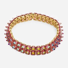 Swarovski Gold Plated Multicoloured Matrix Chroma Crystal Choker Necklace