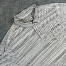 Tommy Bahama Polo Shirt Mens XL Gray Striped IslandZone Performance Golf Dolphin