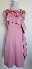 Twilight Rose - ladies pink dress with floral embroidered applique - size 6
