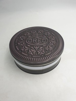 Oreo Cookie Schokolade Sandwich Keks Werbung Dose rund Behälter geprägt