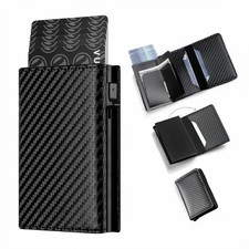 Men and women Minimalist RFID Blocking Wallet-Automatic Pop-up Metal Credit Ca