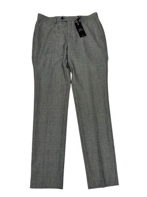 Ted Baker Mens Slim fit Wool Dress Pants 34 / 34 Black / White Plaid