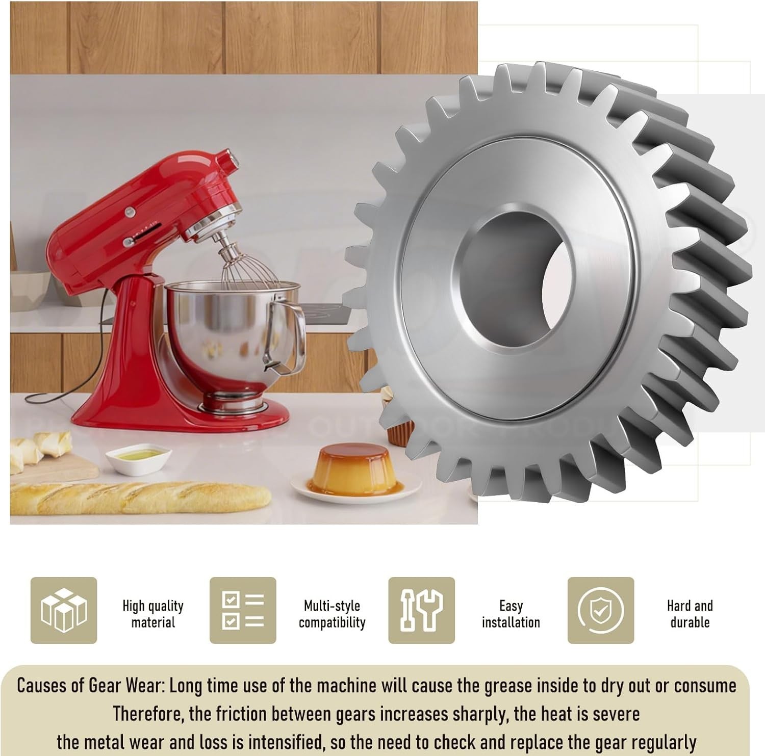 交換用ギア(9706529)他キッチンエイドメンテナンスセット 9706529 KitchenAid Replacement Gear Parts Set - Gear, Gasket