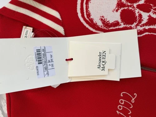 Alexander McQueen Varsity Jacket bomber Red / Ivory Oversize Large PTP 24" $2250 image 4