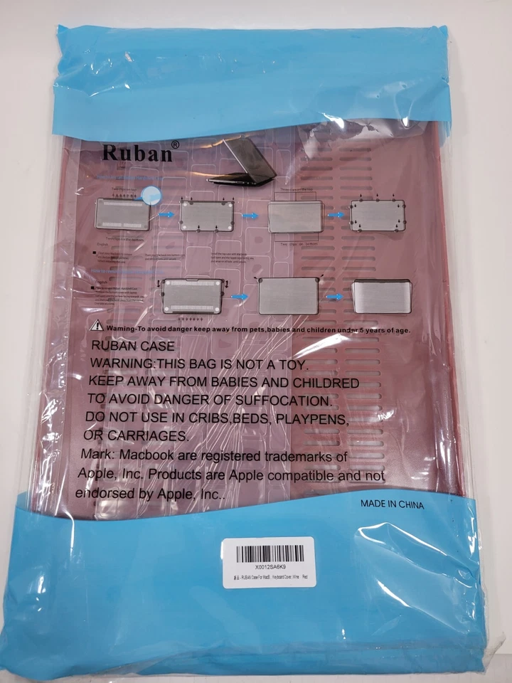 Capa RUBAN para MacBook Retina Pro 15 polegadas A1398 (2015-2012), vinho tinto - Imagem 2 de 4