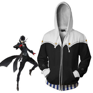 Persona 5 P5 Hoodie Anime Cosplay Costume Coat Jacket Zipper Hooded Sweatshirt 