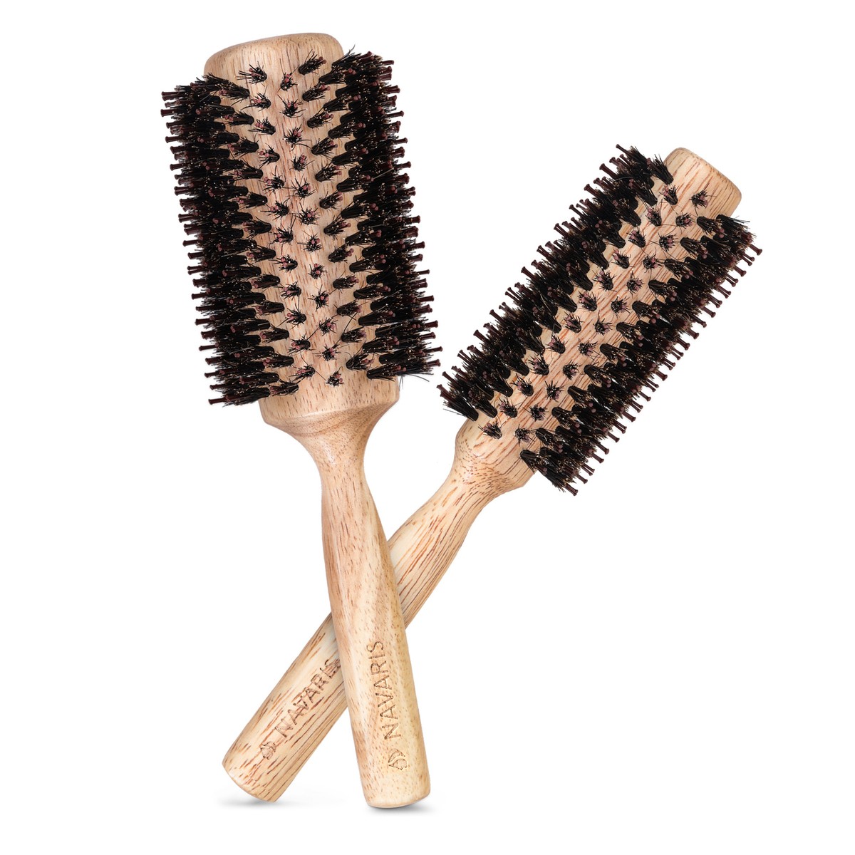 Set De 2 Brosses Rondes En Poils De Sanglier - 25 Et 40 Mm, Marque Navaris