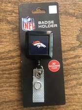New Denver Broncos NFL Secure Clip Badge Holder w/ Retractable Nylon Cord