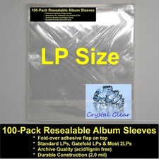 100 Clear Plastic LP Outer Sleeves 2 Mil. HIGH QUALITY Vinyl Record Album Covers