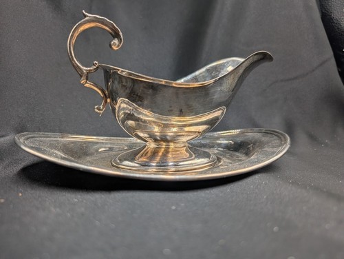 Viking Plate E.P. Brass Silver Plate Gravy Boat and Underplate - Picture 2 of 8