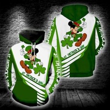 St Patrick's Day Mickey Mouse Leprechaun Shamrock 3D HOODIE Mother Day Gift