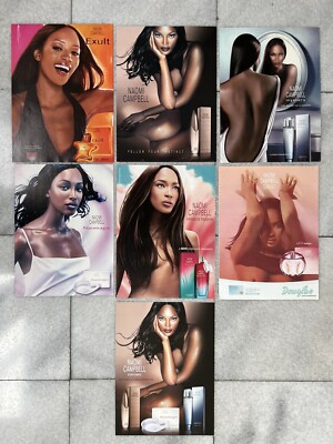 7x Naomi Campbell perfume ads clippings Exult Mystery Sunset 2000s Clippings