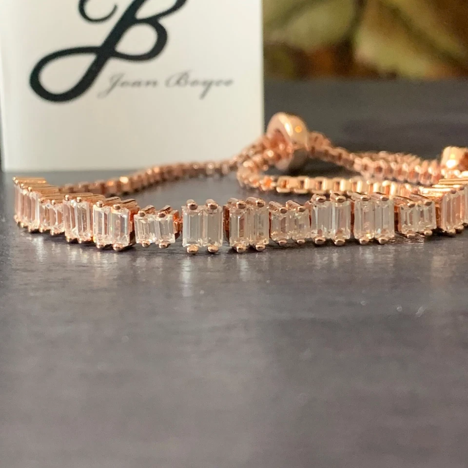 Pulsera Ajustable Oro Rosa Joan Boyce Baguette Piedras Elegante Estate Foto 2 de 4