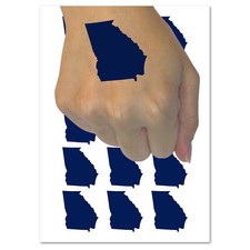 Georgia State Silhouette Temporary Tattoo Water Resistant Fake Body Art Set