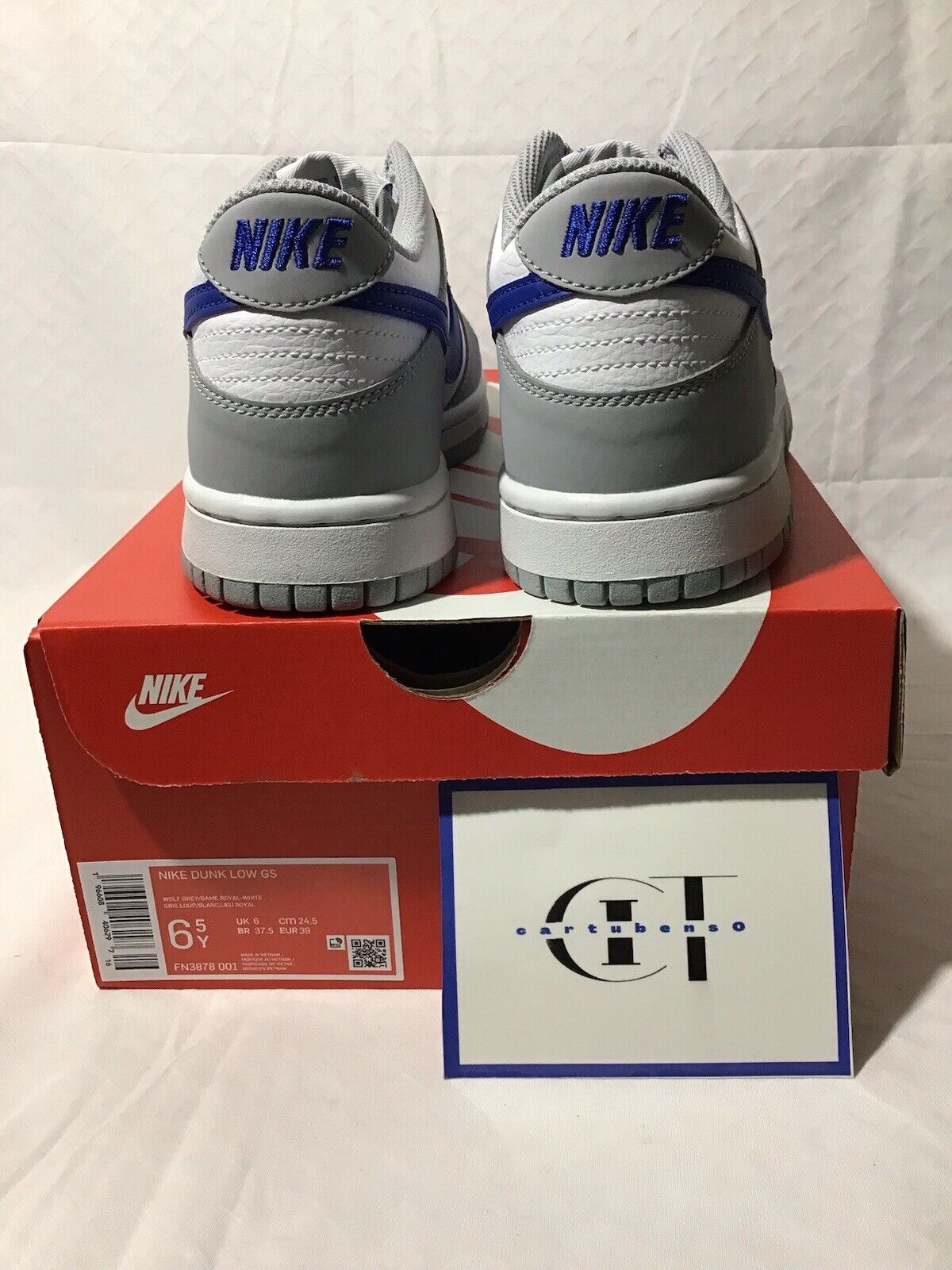 Nike Dunk Low GS Mini Swoosh Wolf Grey Game Royal FN3878-001