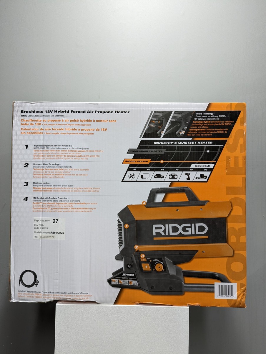 RIDGID Brushless 18V Hybrid Forced Air Propane Portable Heater R860424B |  eBay