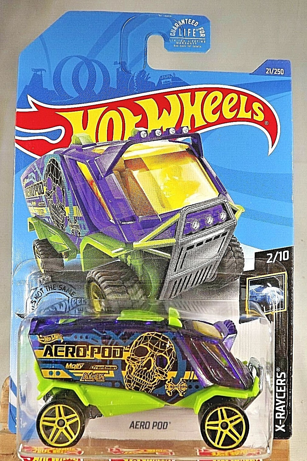 2020 Hot Wheels #21 X-Raycers 2/10 AERO POD Transparent Purple w/Yellow Pr5 Sp