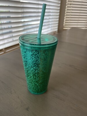 Starbucks Cold Tumbler with Lid & Straw 16oz - Green Ombre Bubble