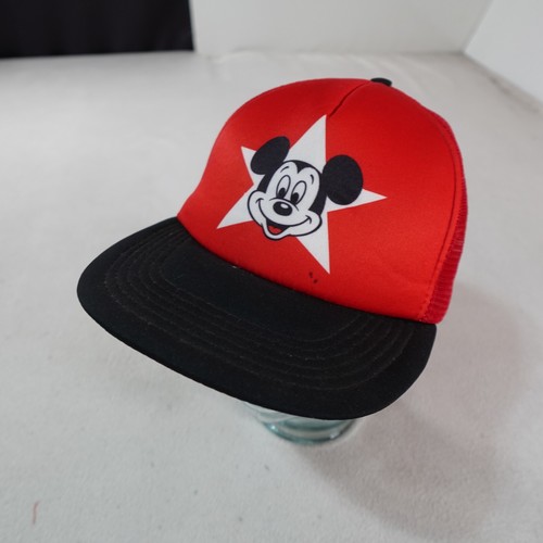 Vintage Mickey Mouse Trucker Hat Red Walt Disney World Cartoon Star Logo Cap