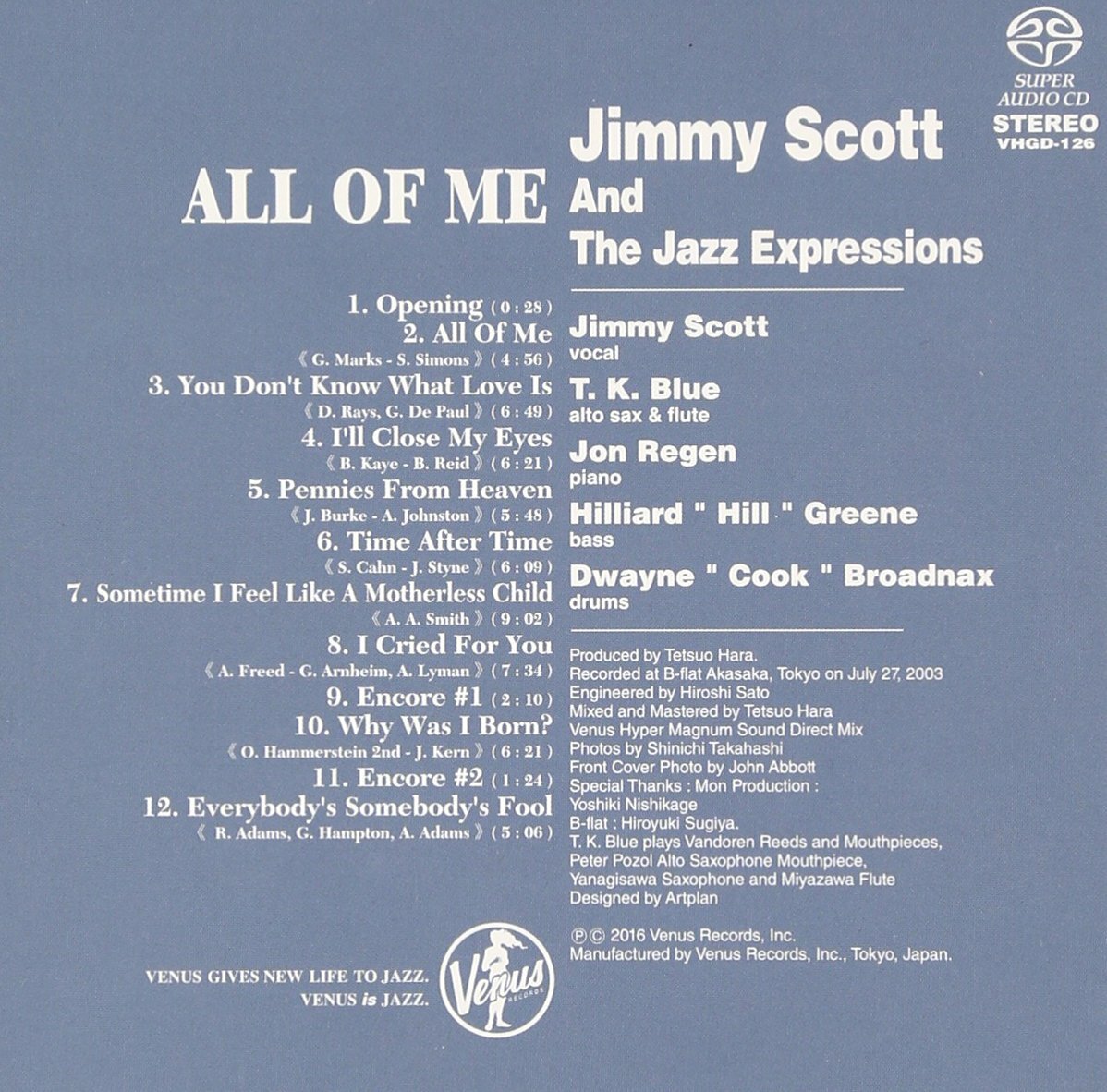 Jimmy Scott All Of Me Live in Tokyo SACD Super Audio CD Venus