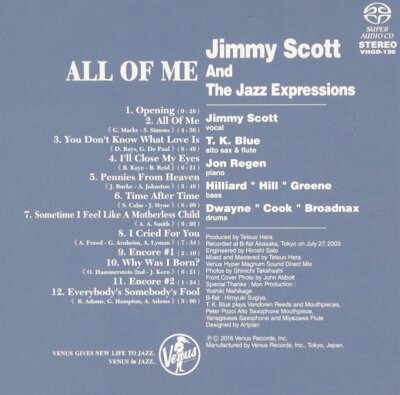 Jimmy Scott All Of Me Live in Tokyo SACD Super Audio CD Venus