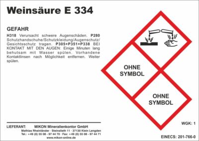 (L+) - Weinsäure, Säureregulator, E334, Weinstein, Lebensmittel-Qualität, 1 kg