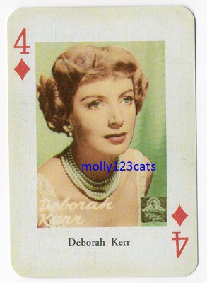 Swedish Film Star Playing Trade Card Deborah Kerr 4 of Diamonds