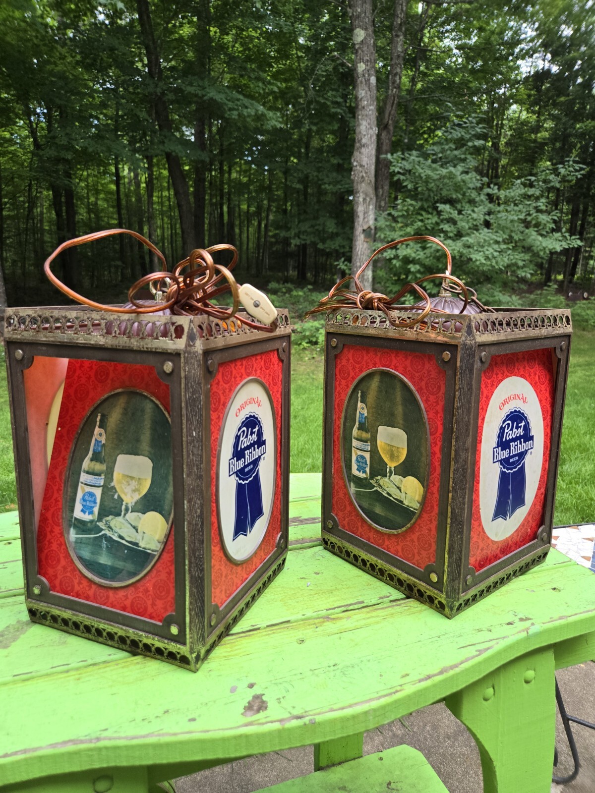 Vintage Original Lot Of 2 Pabst Blue Ribbon Beer Rotating Motion Sign ...