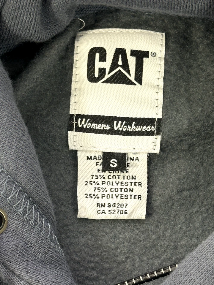 Sudadera con Capucha CAT H20 Pullover Mujer Pequeña Desteñida Azul Marino Resistente al Agua Logo Reflectante Foto 3 de 4