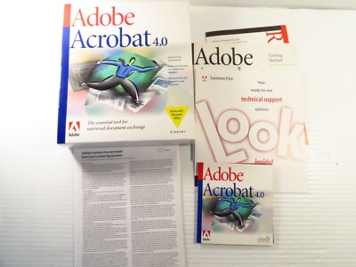 Adobe Acrobat 4.0 Big Box for Windows w/ Serial Number and Document Set