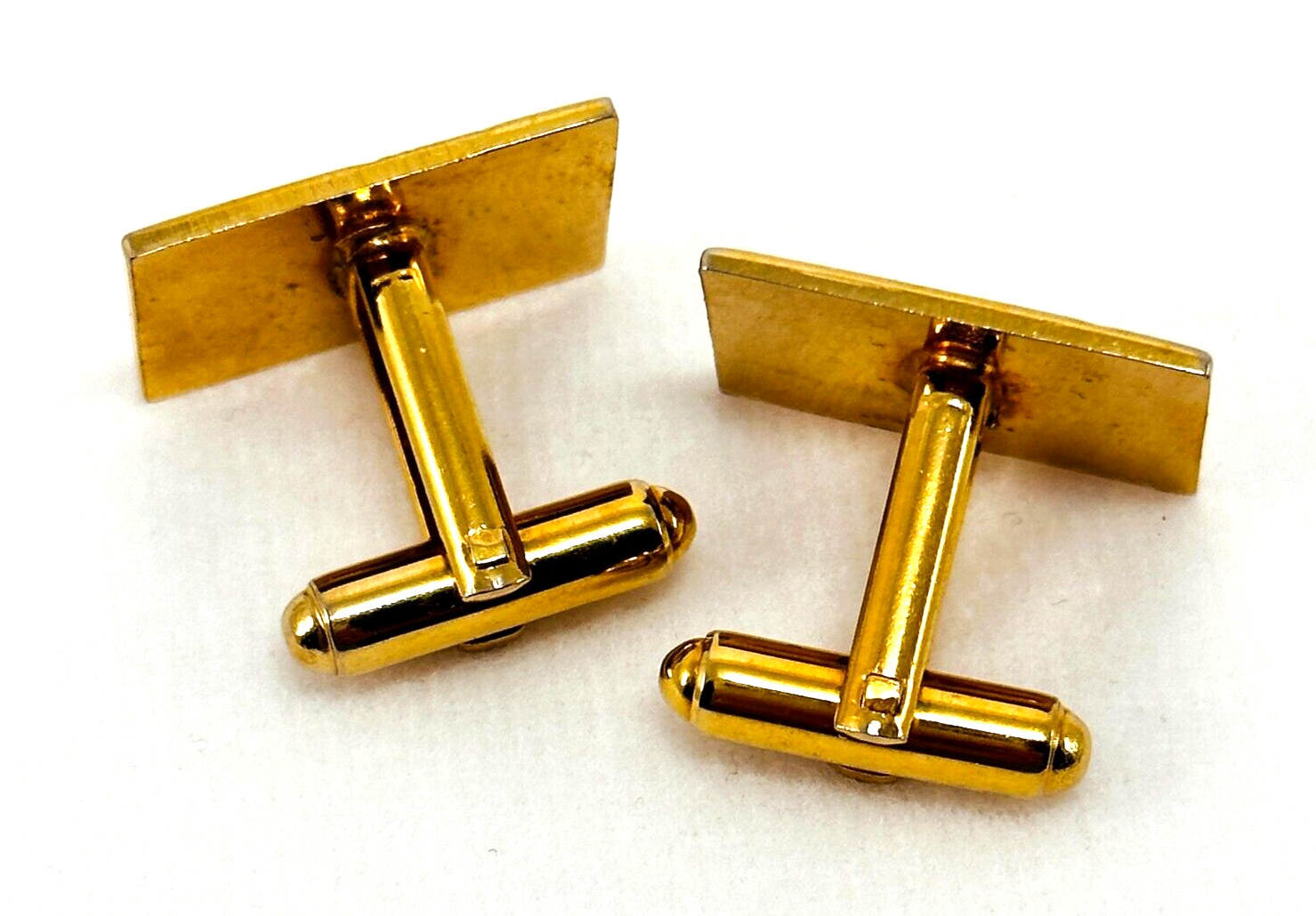 Cuff Links Gold Tone Rectangular Textured Pattern… - image 6