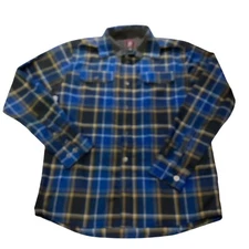 Swiss Tech Men's Med 38-40 Long SL Button Down Plaid Blue Shirt Pre-Owned Nice