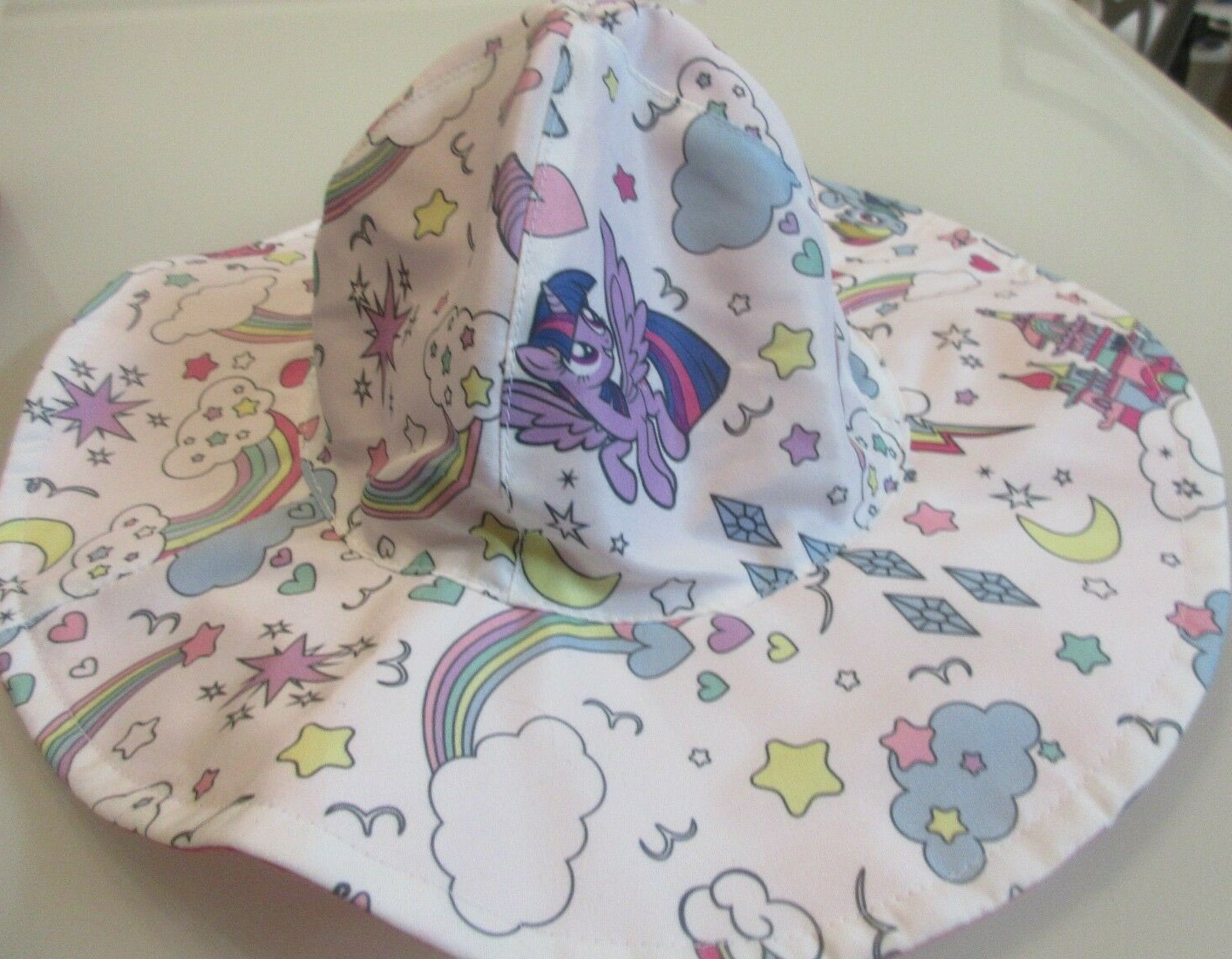 Cappello MLP My Little Pony bambino bambina bianco stampa secchiello reversibile rosa berretto sole