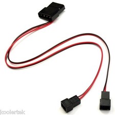4 Pin Molex Pass Through to 2 x / Dual 3 Pin Fan Power Connector Cable