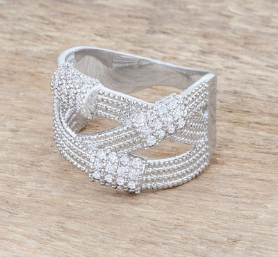 Cable Statement Ring Peyton 0.36ct CZ Rhodium Wide Cable Statement Ring